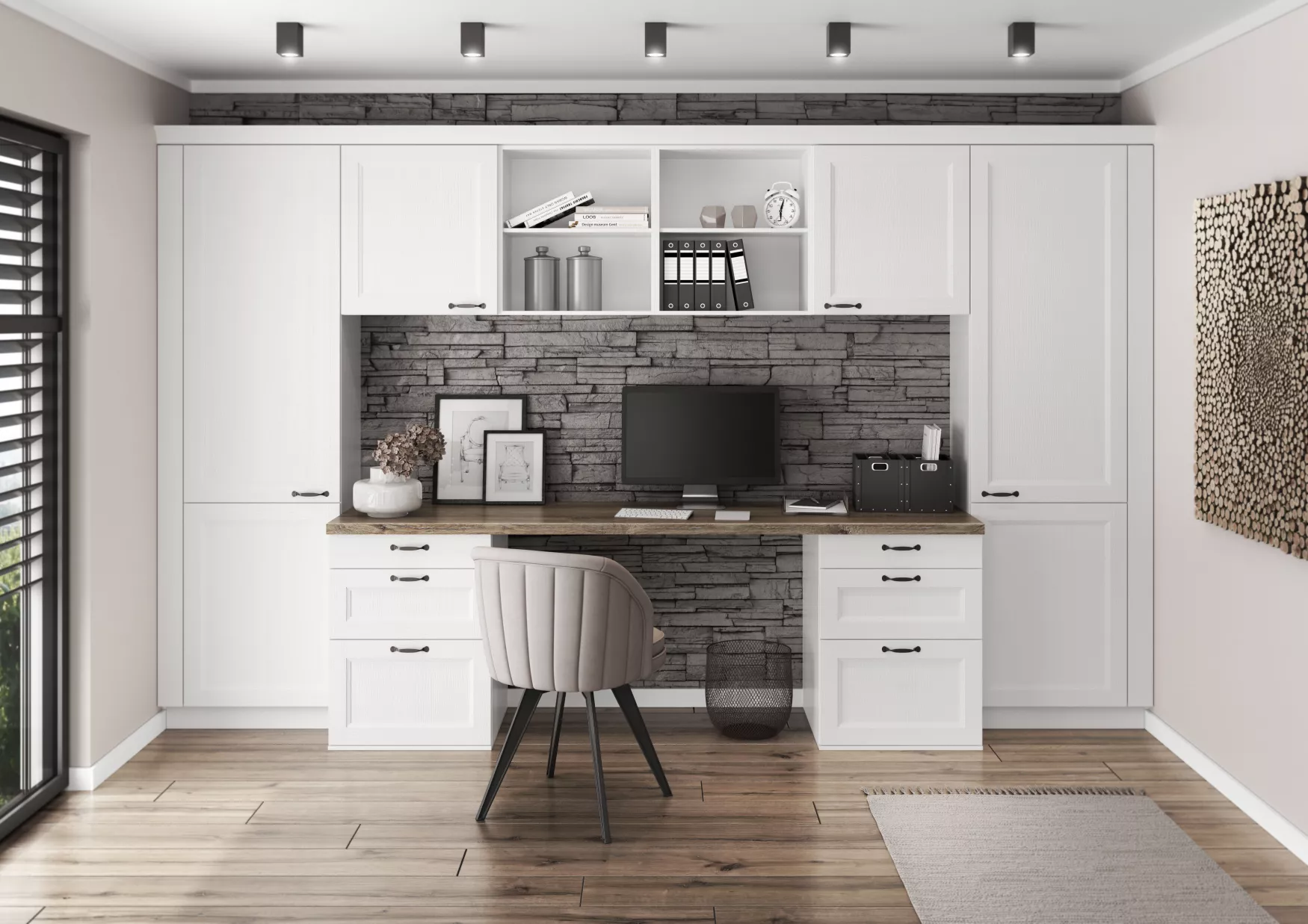 Homeoffice-Möbel: Ergonomischer Schreibtisch und maßgefertigte Stauraum-Lösungen für den Arbeitsplatz zu Hause, Kontor Penzlin.